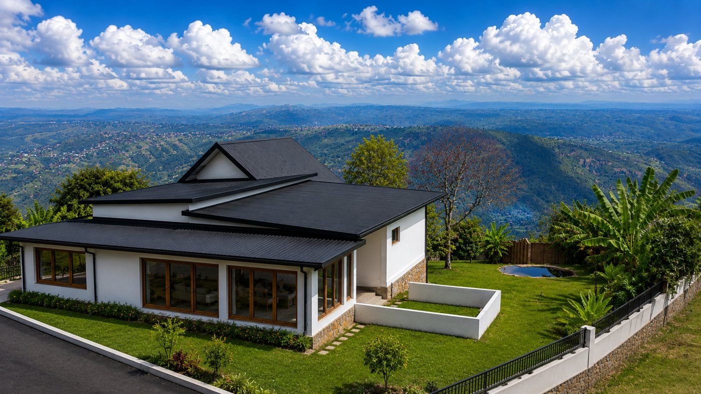 Modern grand family villa amidst scenic rolling hills, artist's impression